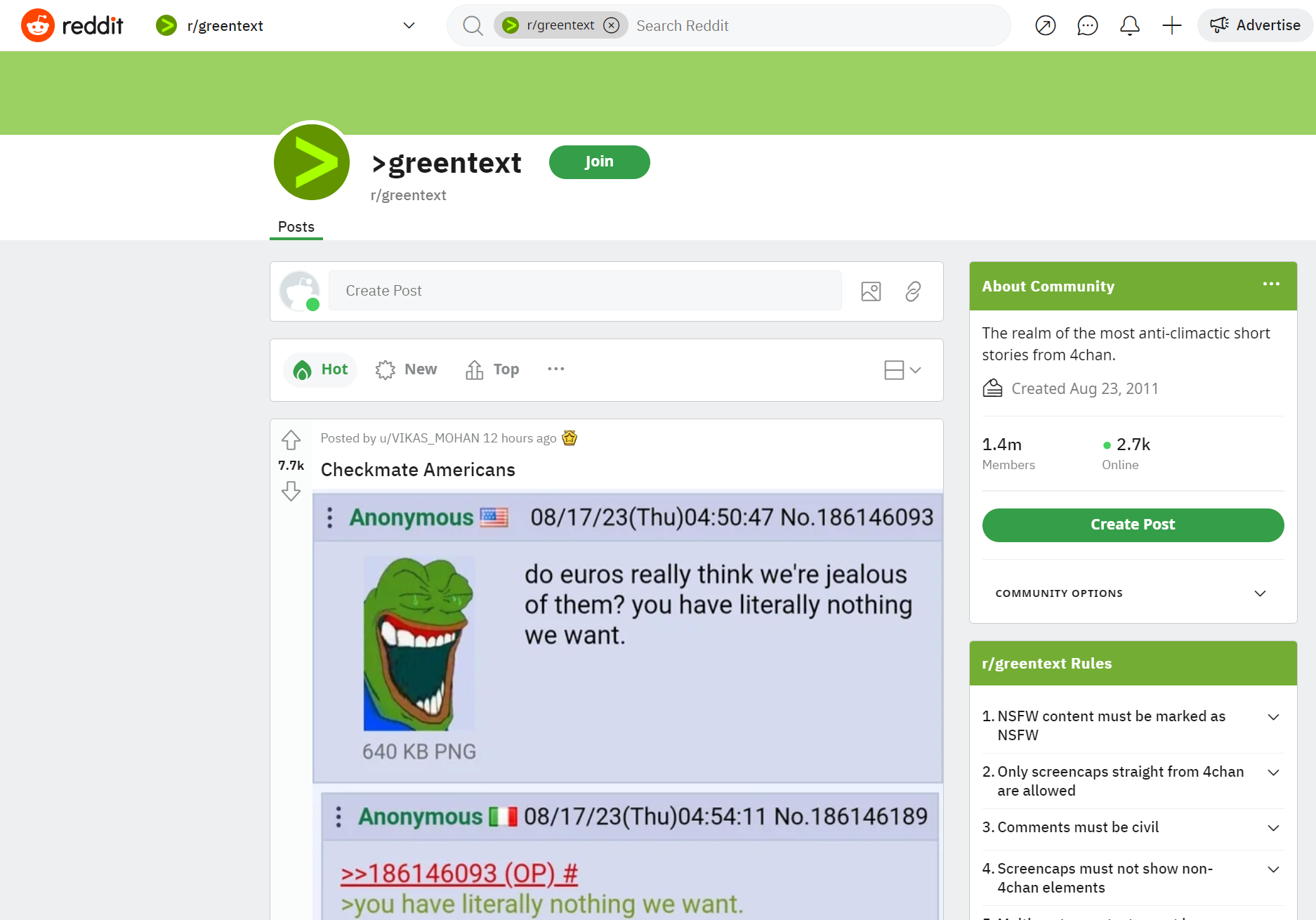 Greentext Reddit